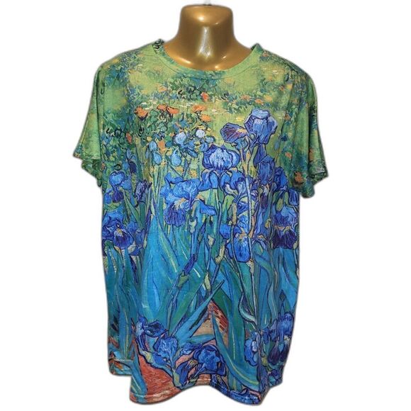 NEW Van Gogh Woman's Medium T-Shirt Round Neck Short Sleeves Green Blue Orange - Picture 5 of 8
